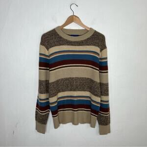 Vintage 80's Sears Jeans Joint Striped Acrylic Sweater Size Medium